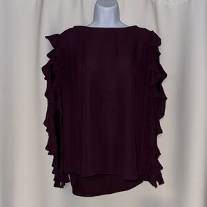 Amanda Uprichard Ruffled Sleeve Blouse - Dark Purple